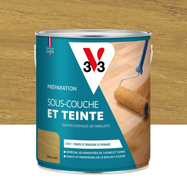 V33 BOIS - Sous-couche et teinte parquets - Chêne clair - 2.5L - large