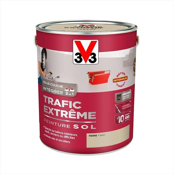 V33 PEINTURE - Peinture sol exterieur Trafic extreme - Pierre satin - 2.5L - large