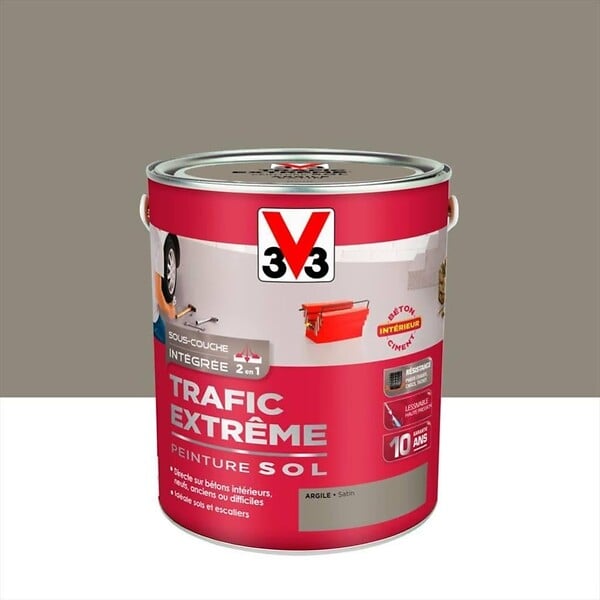 V33 PEINTURE - Peinture sol exterieur Trafic extreme - Argile satin - 2.5L - large