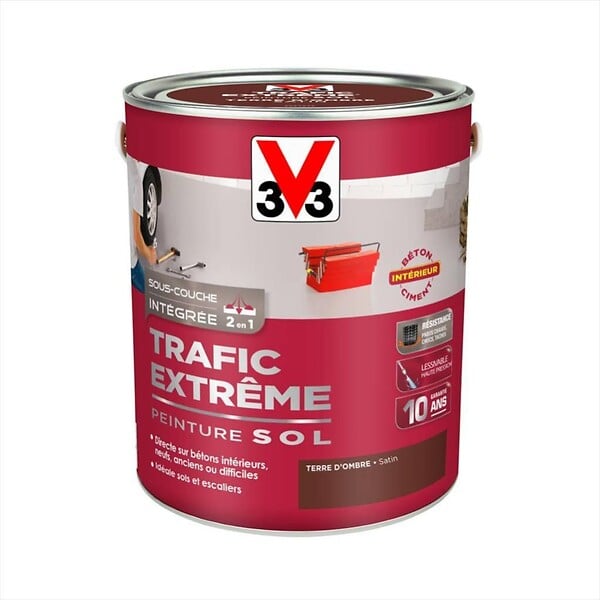 V33 PEINTURE - Peinture sol exterieur Trafic extreme - Terre d'ombre satin - 2.5L - large