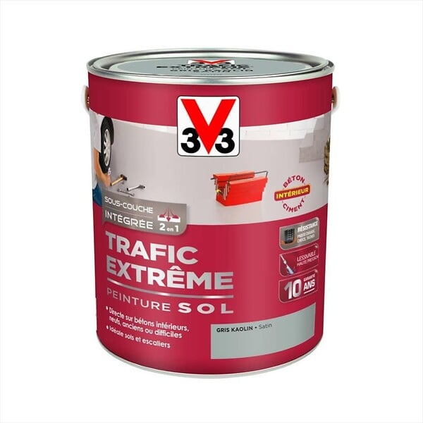 V33 PEINTURE - Peinture sol exterieur Trafic extreme - Gris kaolin satin - 2.5L - large