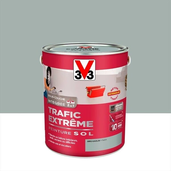 V33 PEINTURE - Peinture sol exterieur Trafic extreme - Gris kaolin satin - 2.5L - large