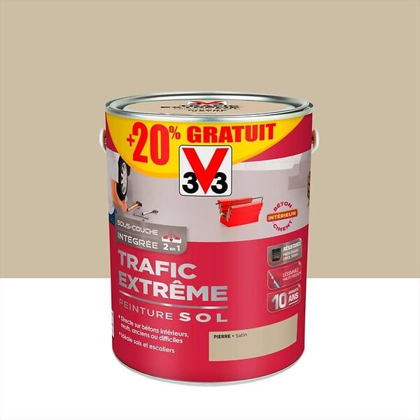 V33 PEINTURE - Peinture sol exterieur Trafic extreme - Pierre satin - 3L - large
