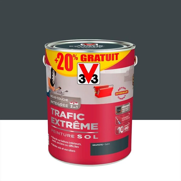 V33 PEINTURE - Peinture sol exterieur Trafic extreme - Graphite satin - 3L - large