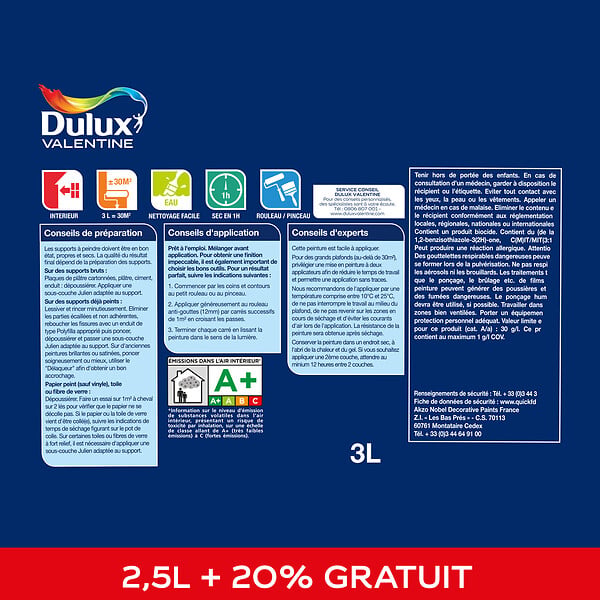 DULUX VALENTINE - Peinture Plafond Finition Parfaite Dulux Valentine Mat 3L - large