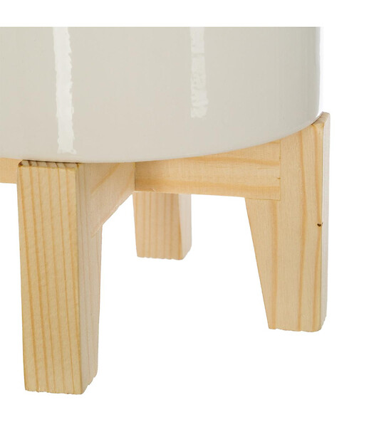 ATMOSPHERA - Plante artificielle Palmier dans un pot en céramique pied en bois H 72 cm - large
