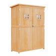 OUTSUNNY - Abri de jardin armoire de jardin remise pour outils sur pied dim. 128L x 50l x 164H cm 2 étagères 2 portes 2 fenêtres toit bitumé étanche bois massif sapin pré-huilé - vignette