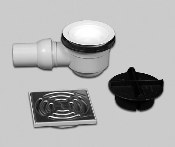 Siphon avec sortie horizontale pour receveur de douche à carreler - large