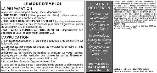 LIBERON - Velours de peinture - Poudre de riz - Mat - 0,5L - large