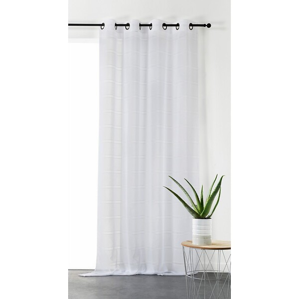 LINDER - Voilage oeillets Cordelette blanc 140x250 - large