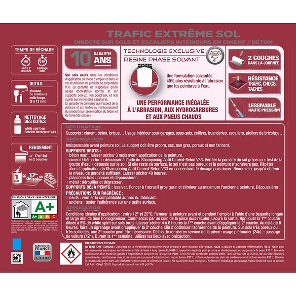 V33 PEINTURE - Peinture sol Trafic Extrême satin argile 0.5 L - large