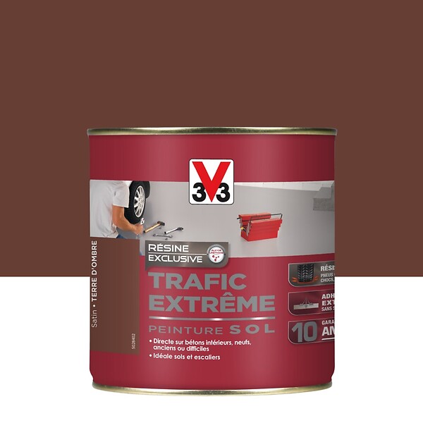 V33 PEINTURE - Peinture sol Trafic Extrême satin terre d'ombre 0.5 L - large