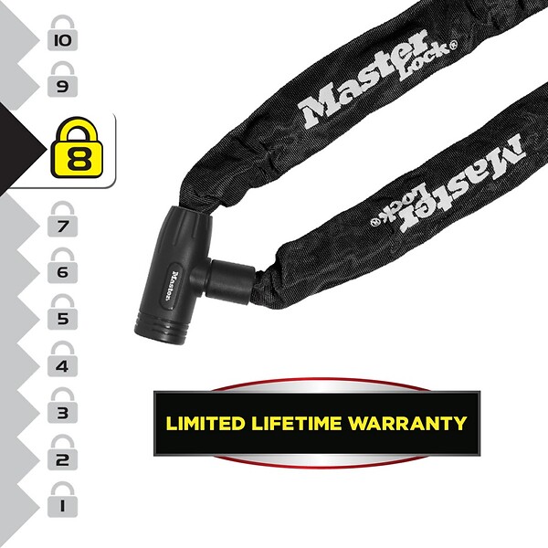 MASTER LOCK - Chaîne antivol en acier cémenté serrure à clé 8391EURDPRO - large