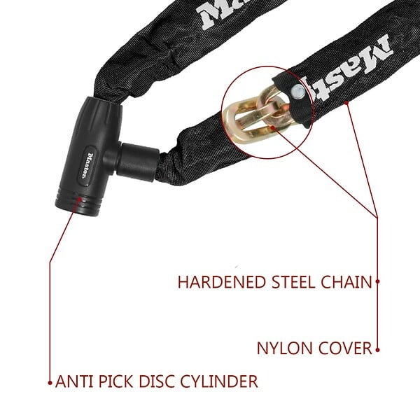 MASTER LOCK - Chaîne antivol en acier cémenté serrure à clé 8391EURDPRO - large
