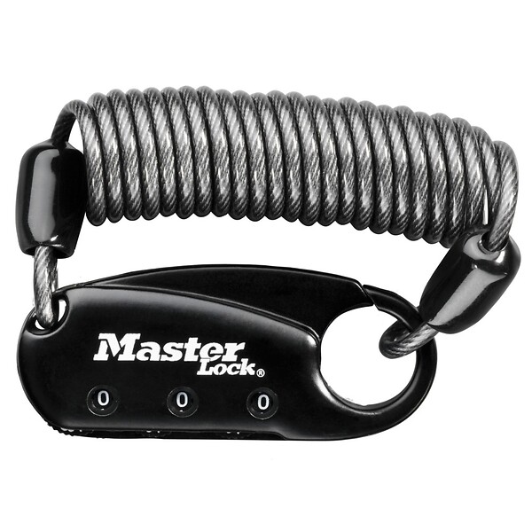 MASTER LOCK - Mousqueton cadenas à combinaison avec câble 1551EURDBLK - large