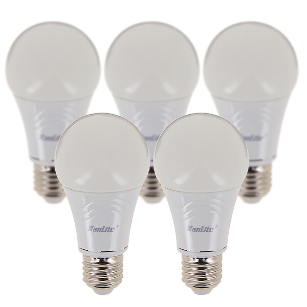 XANLITE - Lot de 5 ampoules LED A60 opaques, culot E27, équivalent 75W, 1055 lm, blanc neutre, 4000K, faible consommation, éclairage puissant pièces de travail - large