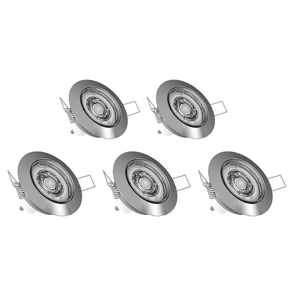 XANLITE - Lot de 5 spots LED encastrables avec ampoules GU10 incluses, 6W chacun, 345 lm, blanc chaud, 2700K, angle 36°, têtes orientables, durée de vie 15000 h - large
