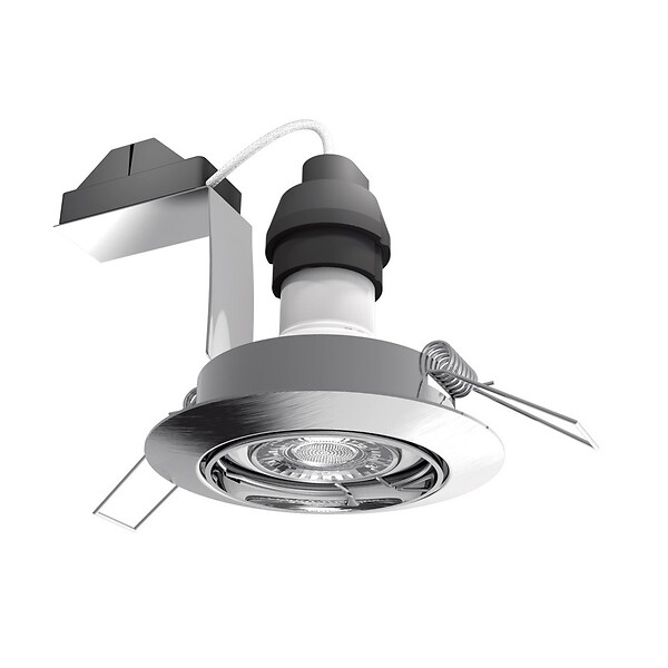 XANLITE - Lot de 5 spots LED encastrables avec ampoules GU10 incluses, 6W chacun, 345 lm, blanc chaud, 2700K, angle 36°, têtes orientables, durée de vie 15000 h - large