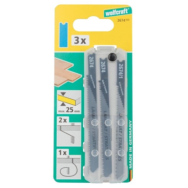 WOLFCRAFT - 1Lot de 3Lames SS stratifié B&D - large