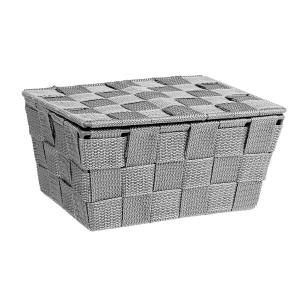 WENKO - Corbeille SDB avec couvercle Adria gris - large