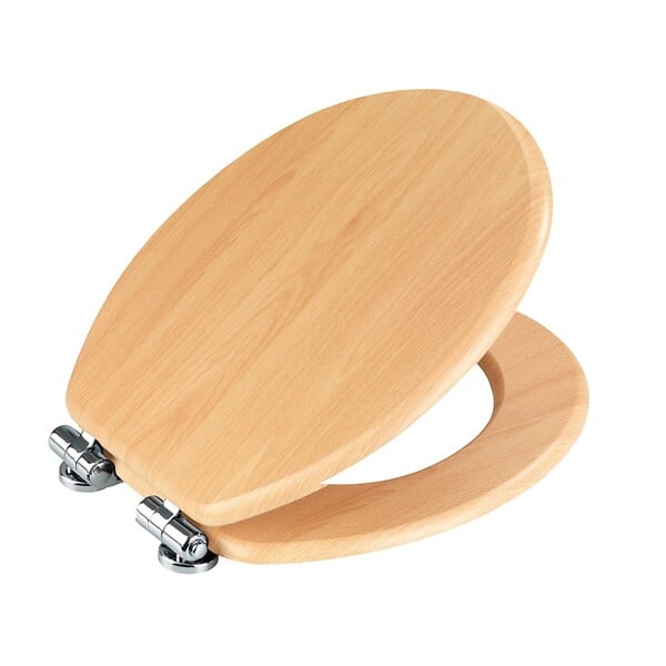 WENKO - Abattant toilettes - Fix-Clip - Easy Close - Hêtre naturel - large