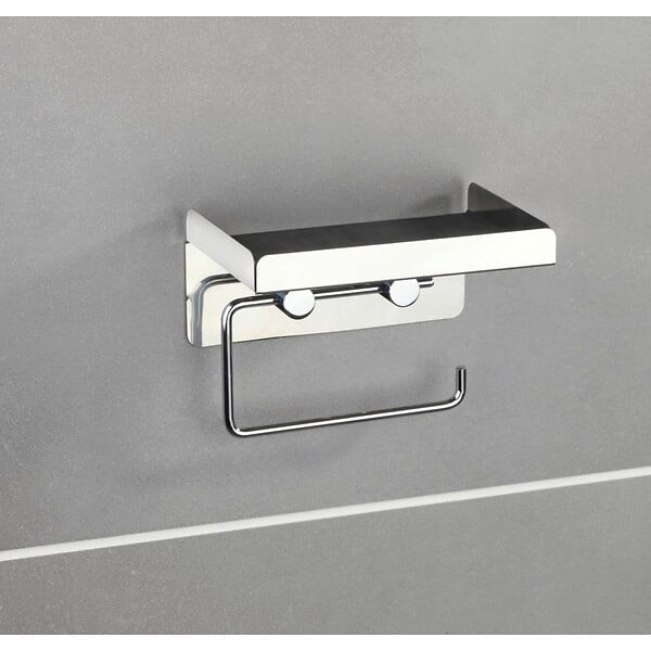 WENKO - Dérouleur papier WC inox 2 en 1 - large