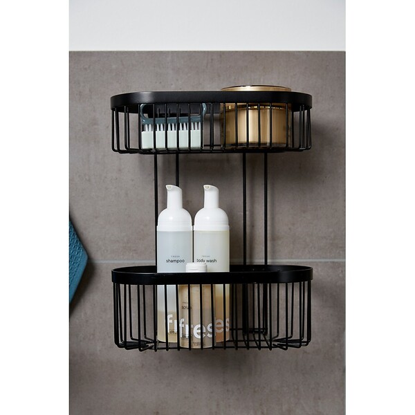 WENKO - Etagère 2 niveaux Classic Plus, noir - large