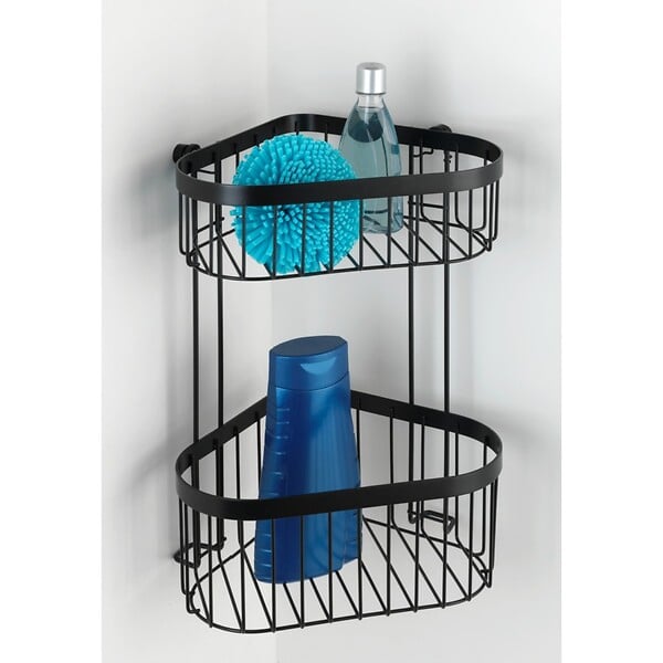 WENKO - Etagère deux niveaux Classic Plus noire - large