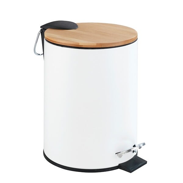 WENKO - Poubelle à pédale Tortona -  Blanc - Mat - 3L - large