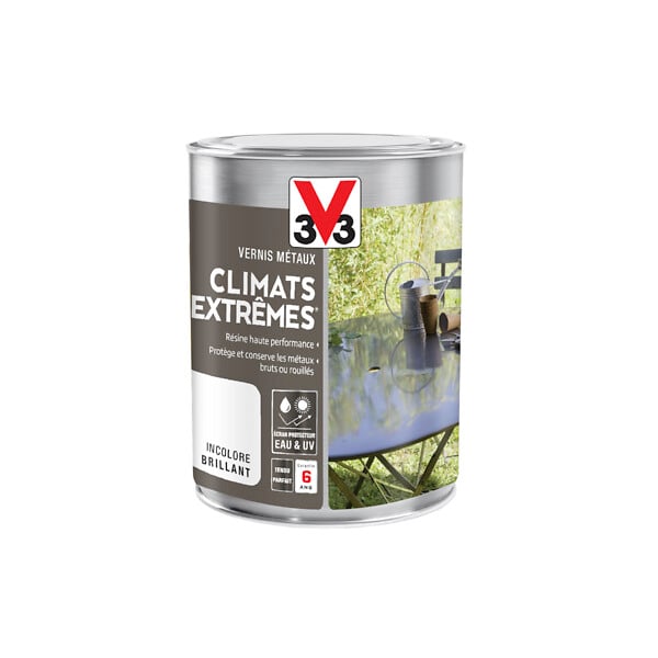 V33 PEINTURE - Vernis Métaux extérieur climats extrêmes® incolore brillant 0.25 L - large