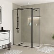 AURLANE - Paroi de Douche avec Volet Pivotant - Cadre et Bras Alu. NOIR MAT - 120+40x200cm - DARK CONTOURING - vignette