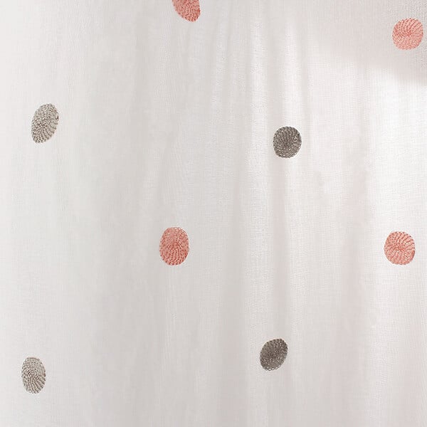 C MA DECO - Voilage pois brodé 8 oeillets 140x240cm gris rose - large