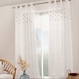 C MA DECO - Voilage brodé feuillage 8 oeillets140x240cm blanc - vignette
