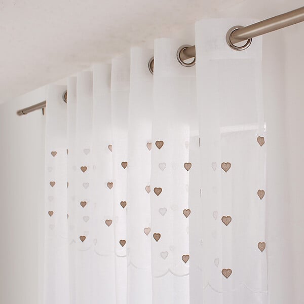 C MA DECO - Voilage brodé feuillage 8 oeillets140x240cm blanc - large