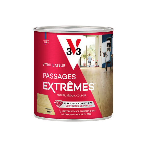 V33 BOIS - Vitrificateur Passages Extrêmes Mat Incolore Pot 0.75l - large