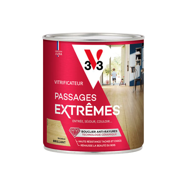 V33 BOIS - Vitrificateur Passages Extrêmes Brillant Incolore 0.75l - large