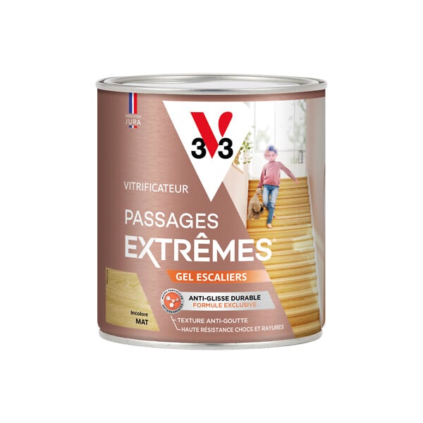 V33 BOIS - Vitrificateur passages extrêmes gel escaliers incolore mat 0.75 L - large