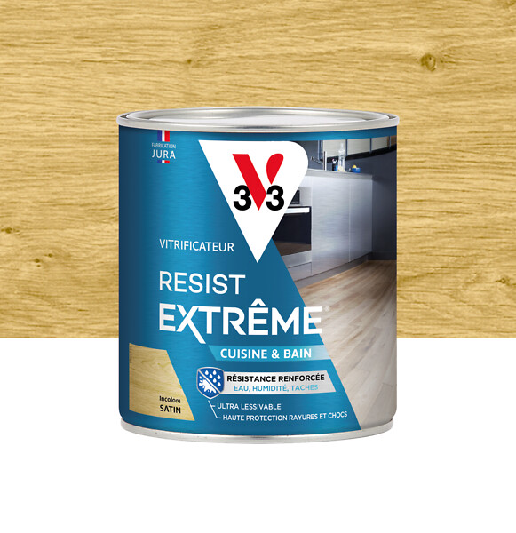 V33 BOIS - Vitrificateur resist extrême Cuisine et Bain incolore satin 0.75 L - large