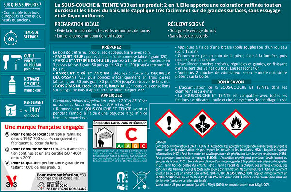 V33 BOIS - Sous-couche et Teinte parquets chêne moyen 0.75 L - large