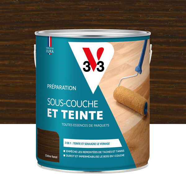 V33 BOIS - Sous-couche teinture pour parquets - Chene moyen mat - 2,5L - large