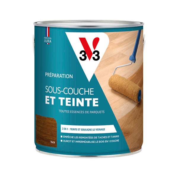 V33 BOIS - Sous-couche et teinte pour parquets teck - 2.5L - large