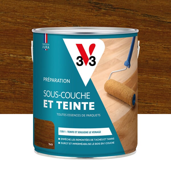 V33 BOIS - Sous-couche et teinte pour parquets teck - 2.5L - large