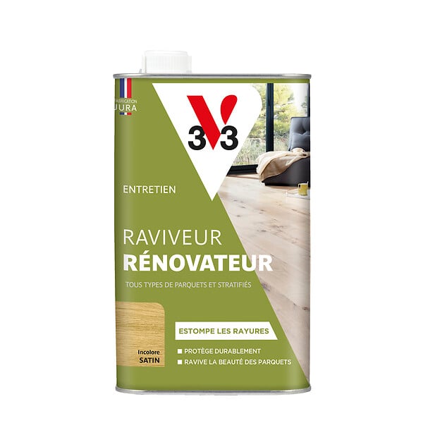 V33 BOIS - Raviveur renovateur parquets incolore satin 1 L - large