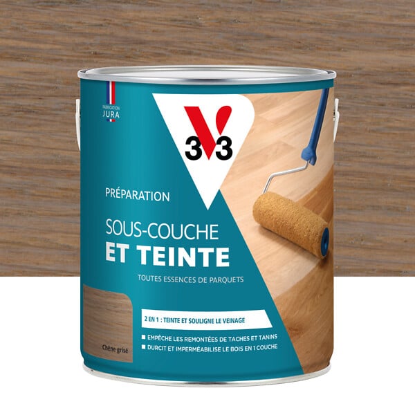 V33 BOIS - Sous-couche et Teinte parquets - Chêne grise - 2.5L - large