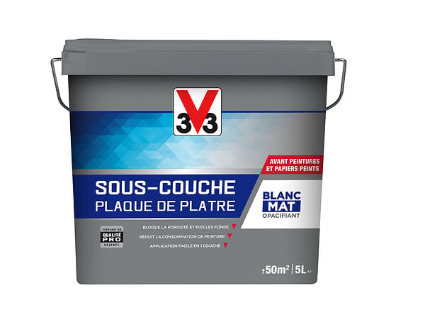 V33 PEINTURE - Sous-couche plaque de plâtre blanc 5 L - large