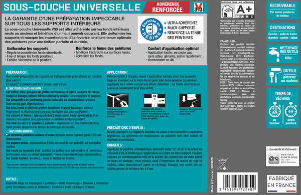V33 PEINTURE - Sous-couche universelle blanc 0.5 L - large