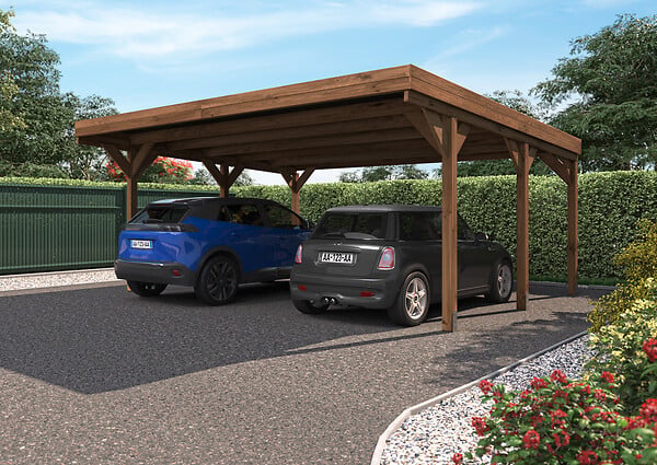 CERLAND - Carport double Victor - Bois - 2 voitures - 6.04x5.12x2.69m - large