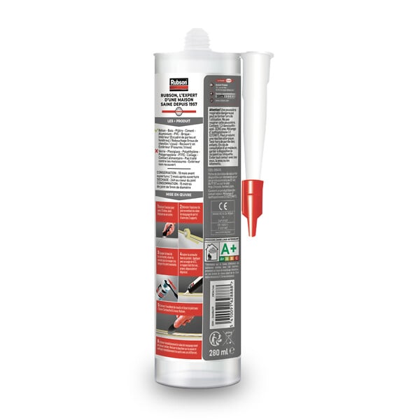 RUBSON - Mastic murs fenêtres  - Blanc - 280ml - large