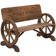 OUTSUNNY - Banc de jardin 3 places style rustique chic accoudoirs roues de charette bois sapin traité carbonisation - vignette