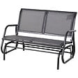 OUTSUNNY - Banc à bascule de jardin 2 places design contemporain grand confort accoudoirs assise, dossier ergonomique acier textilène gris - vignette